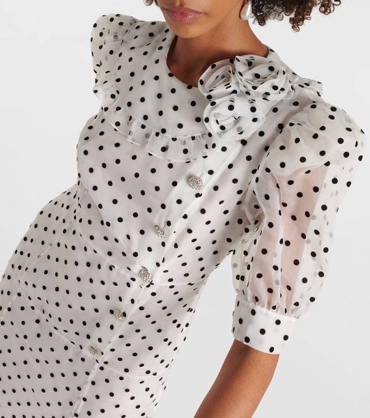 Alessandra Rich Polka-Dot Puff-Sleeved Dress