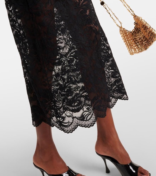 Floral lace midi skirt