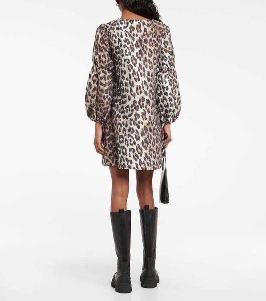 Jacquard leopard-print minidress