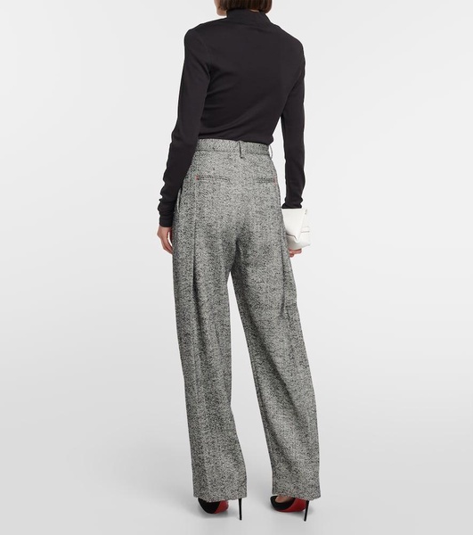 High-rise wool-blend wide-leg pants