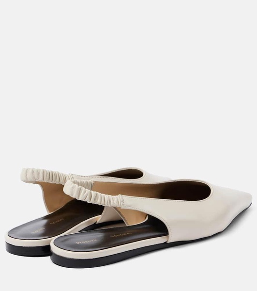 Spike leather slingback flats