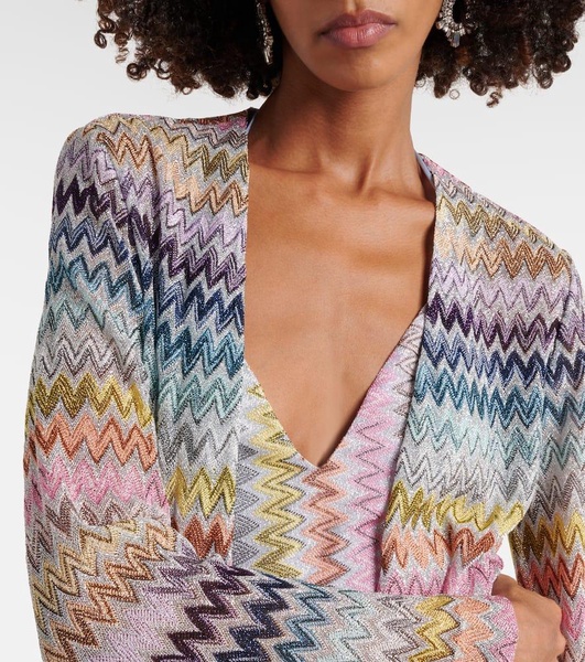 Zig Zag metallic knit cardigan