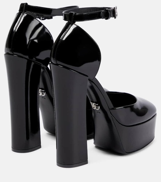 Patent leather platform pumps