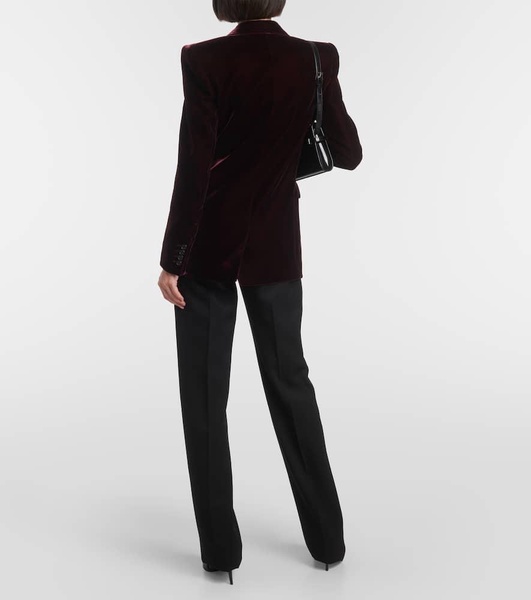 Double-breasted velvet blazer