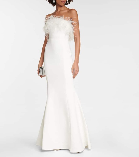 Bridal Grace feather-trimmed gown