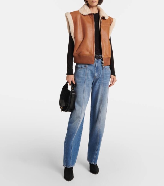 Edwina shearling-trimmed leather vest