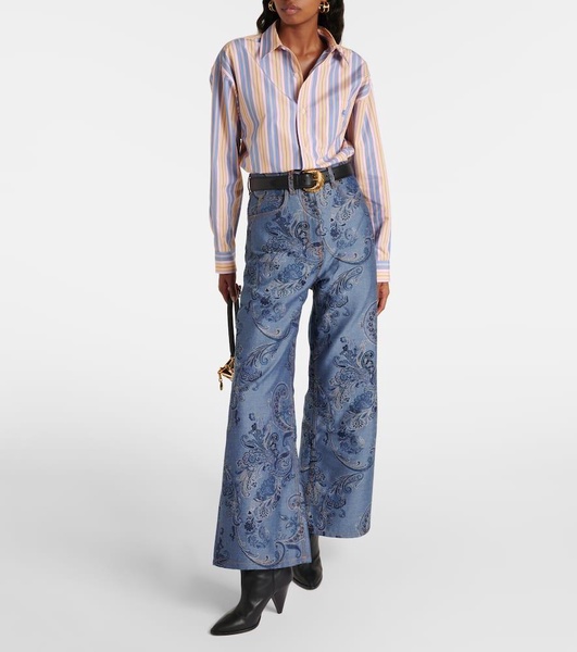 Paisley jacquard wide-leg jeans