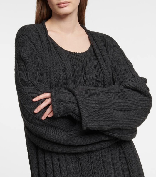 Ribbed-knit wool cardigan