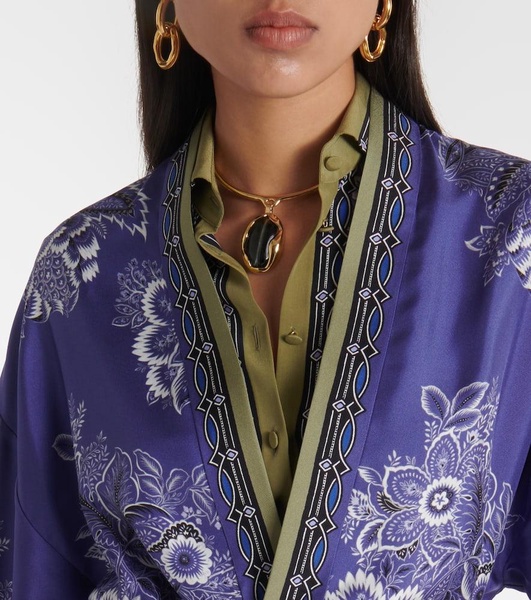 Printed silk twill robe