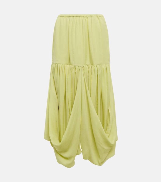 Olwen draped silk midi skirt