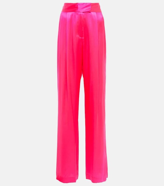 High-rise wide-leg silk pants