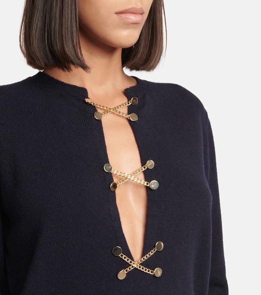 Chain-embellished wool sweater