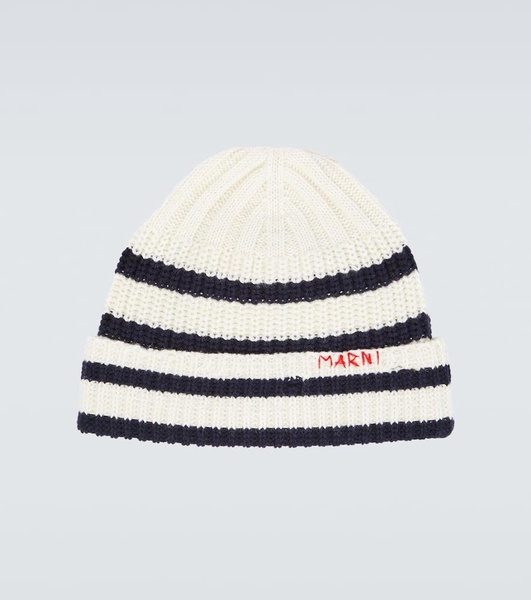 Striped virgin wool beanie