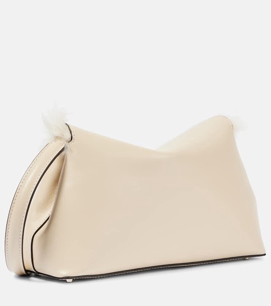 T-Lock shearling-lined leather clutch