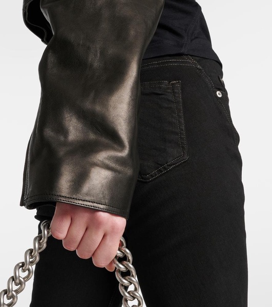 Cropped leather biker jacket