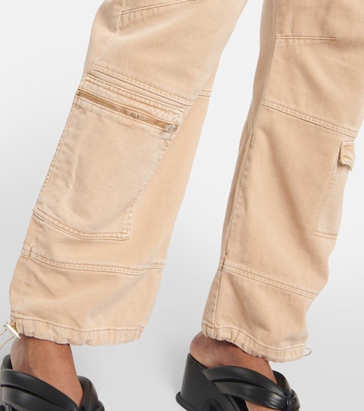 High-rise wide-leg denim cargo pants