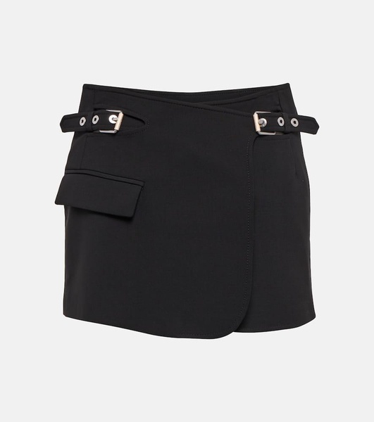 Interlock high-rise wrap miniskirt