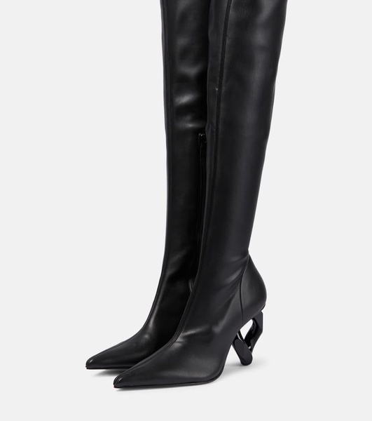 Chain over-the-knee leather boots