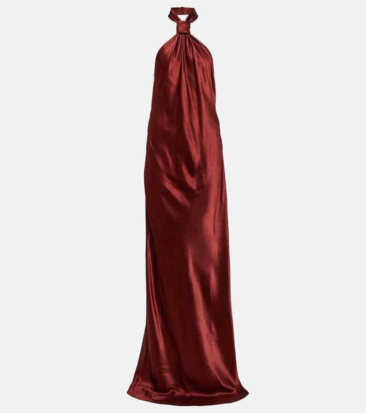 Halterneck satin gown 