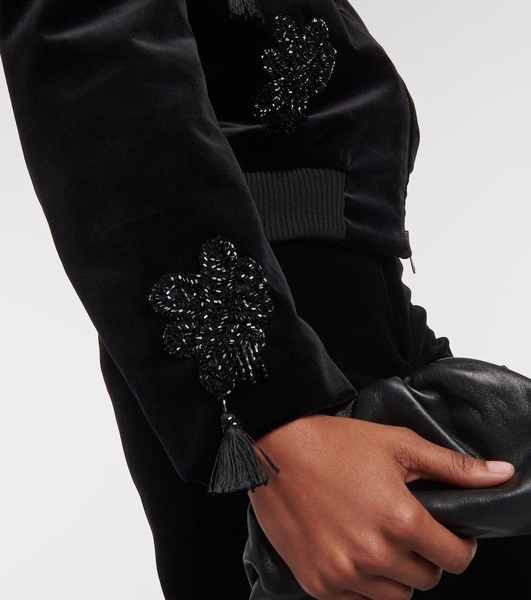 Musette embroidered velvet bomber jacket