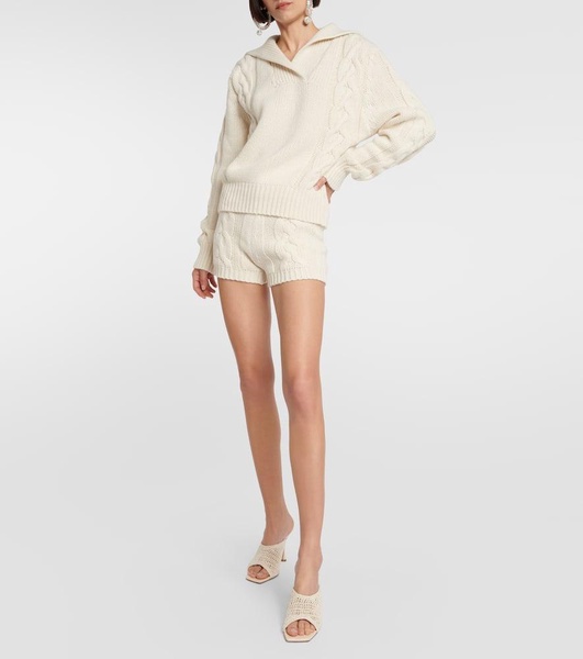 Cable-knit cashmere shorts