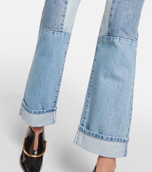 Paneled high-rise straight jeans