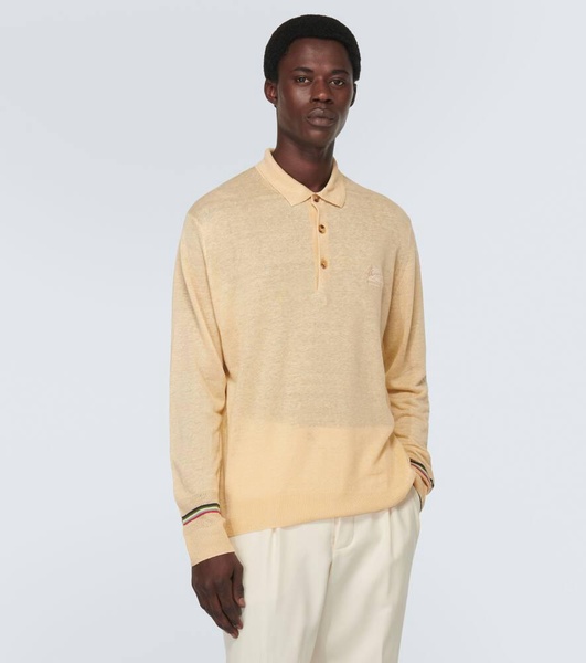 Linen and cotton polo sweater