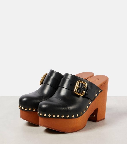 Jeannette studded leather clogs