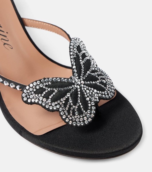 Butterfly 75 embellished satin mules