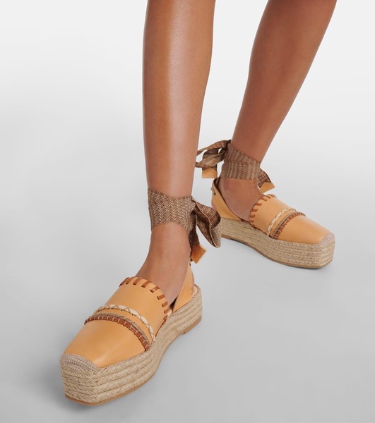 Leather platform espadrilles