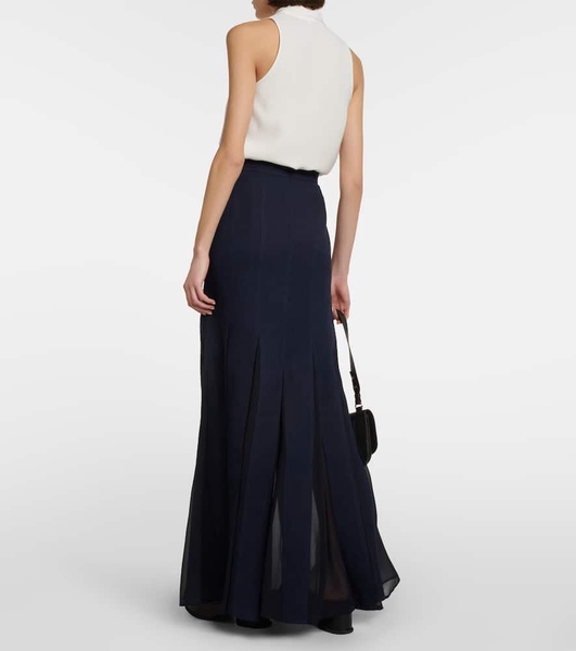 Nicia linen-blend and silk maxi skirt