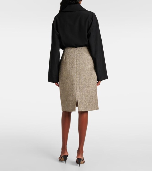 Corinna Lamé Canvas Pencil Skirt