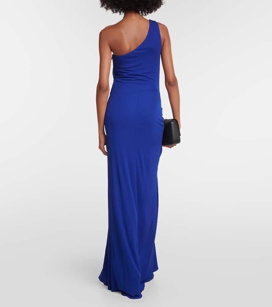 One-shoulder jersey gown