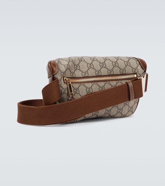 Leather-Trimmed Monogrammed Coated-Canvas Belt Bag