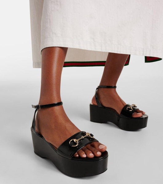 Horsebit leather platform sandals