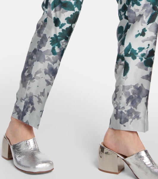 Printed tapered satin pants