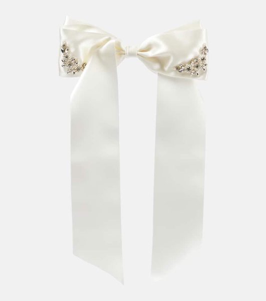 Embellished satin bow barrette