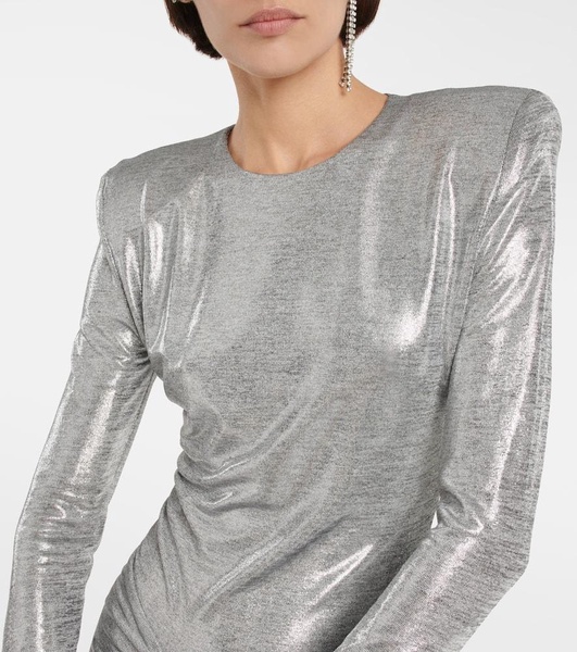 Metallic jersey midi dress