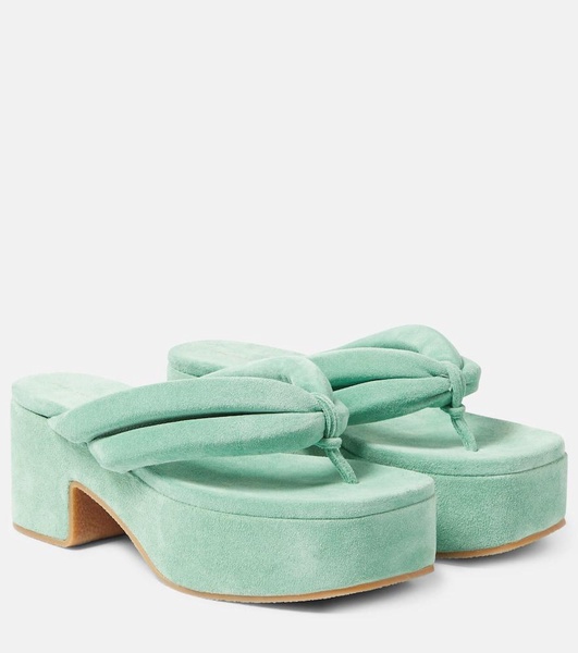 Suede platform thong sandals