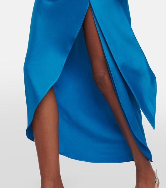 Elisabetta draped satin midi skirt