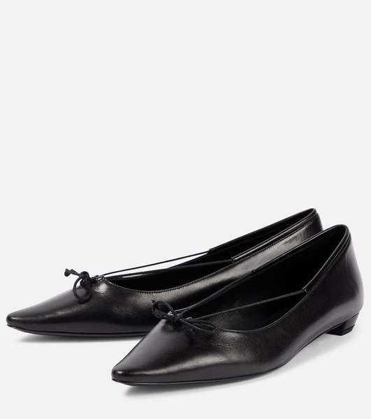 Claudette Bow leather ballet flats