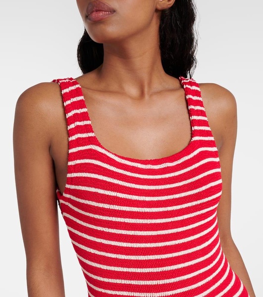 Square Neck striped swimsuit