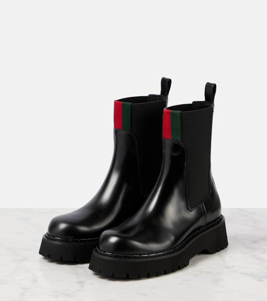 Web Stripe leather Chelsea boots