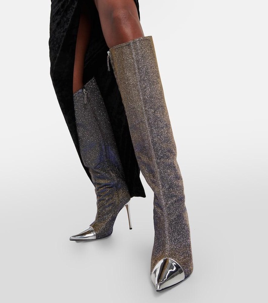 Metallic knee-high boots