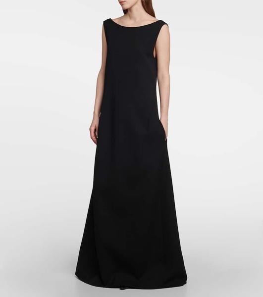 Rhea open-back wool-blend gown