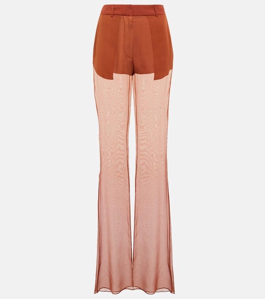 Mid-rise wide-leg silk pants