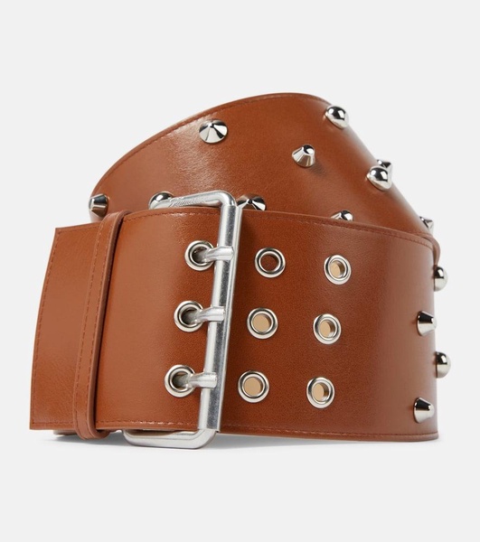 Wide studded leather belt