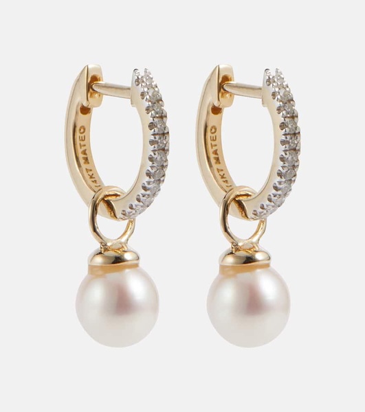 14kt gold earrings with diamonds and detachable pearls