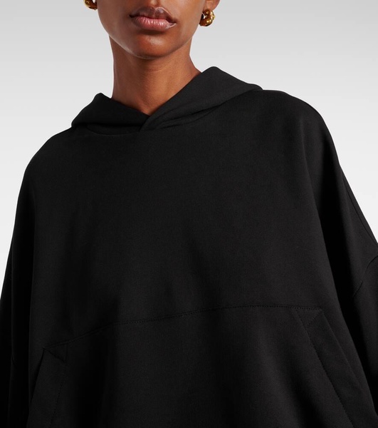 Oversized draped cotton jersey hoodie