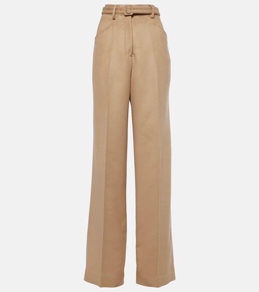 Norman high-rise silk wide-leg pants